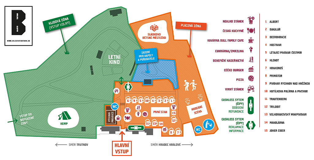Mapka areálu Bojiště Trutnov